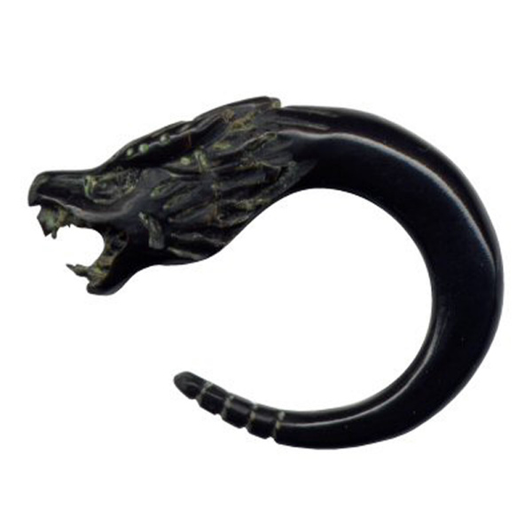 Dehnungssichel Dehnspirale Horn Schwarz Drachen 6mm