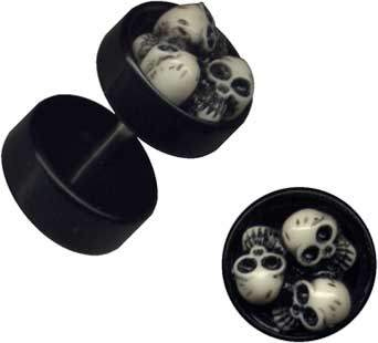 Fake Plug Acryl Chrirurgenstahl Totenkopf 3D 1,2mm