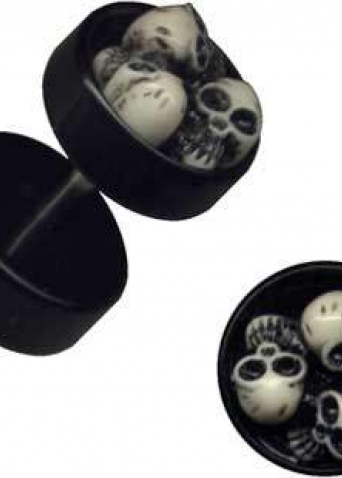 Fake Plug Acryl Chrirurgenstahl Totenkopf 3D 1,2mm