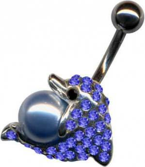 Bananabell Delfin Fisch Perle Silber 925 Chirurgenstahl Kristall Blau Dunkelblau
