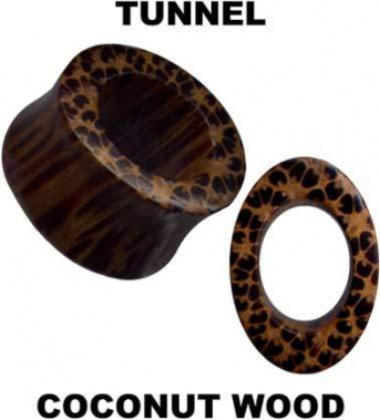 Tunnel Flesh Holz Kokosnuss Oval Double Flared