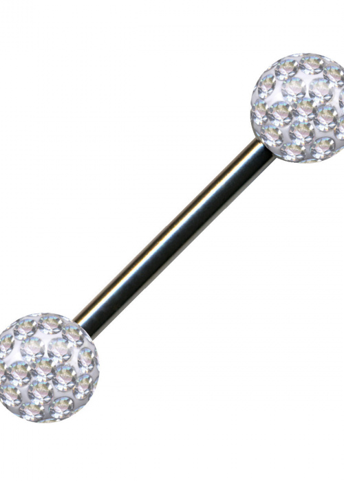 Barbell Straight Piercing Plug  Surigical Steel Epoxy White Dumbbell Silver