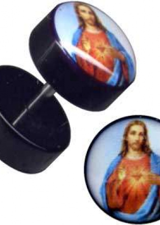 Fake Plug Acryl Chrirurgenstahl Jesus Christus Gott 1,2mm