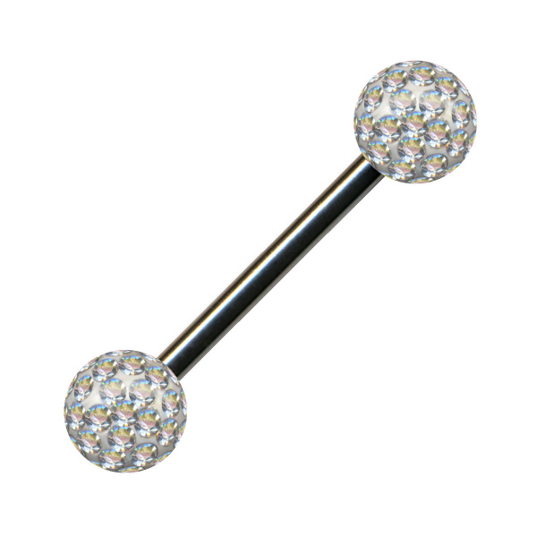 Stecker Gerade Barbell Chirurgenstahl Epoxy Aurora Borealis Hantel Silber