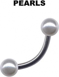 Banane Titan Silber Curved Barbell Perle