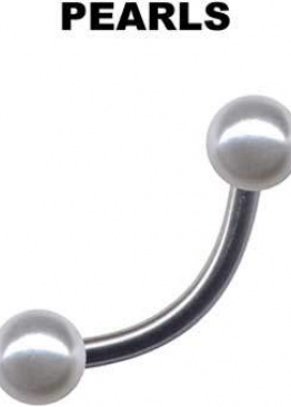 Banana Titanium Silver Curved Barbell Pearl