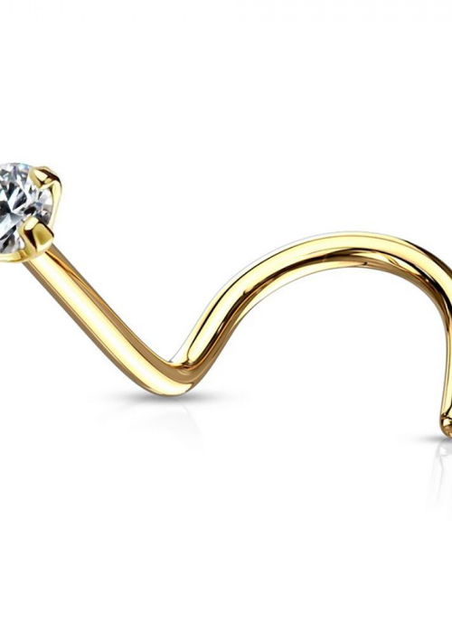 Nose Stud Yellow Gold 585 14K Real Diamond