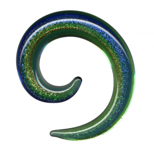 Dehnungsspirale Glas Bunt Regenbogen Grün Blau 5mm