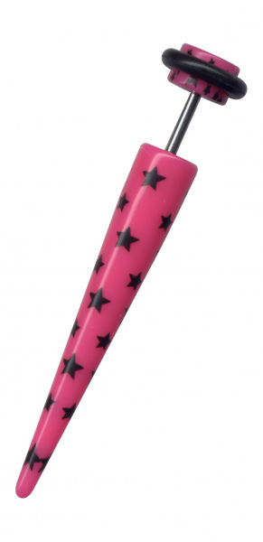 Fake Dehnungsstab Acryl Chrirurgenstahl Pink Schwarze Sterne 1,2mm