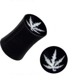 Plug Horn Hanfblatt Cannabis Dunkel Schwarz Weiß