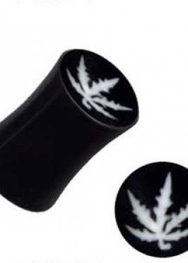 Plug Horn Dark Black Hemp Leaf Cannabis White