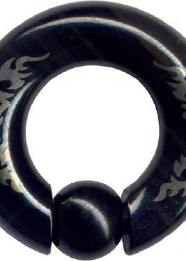 Clamp Ball Ring BCR XL Large Surgical Steel Black Tribal Polished