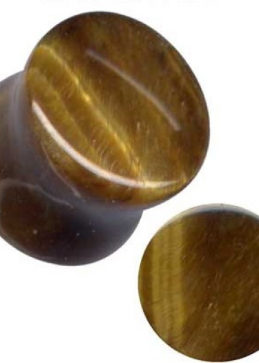 Plug Natural Stone Tiger Eye Brown Sand Gold 13mm