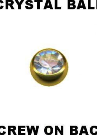 Ball Surgical Steel Yellow Gold Crystal White Clear with Thread