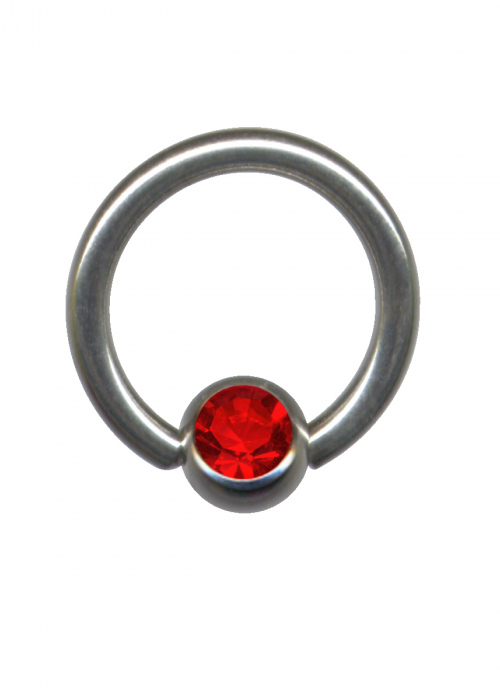 Clamp Ball Ring BCR Surgical Steel Silver Crystal Red