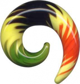Dehnungsspirale Glas Bunt Gelb Grün Rot