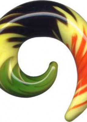 Dehnungsspirale Glas Bunt Gelb Grün Rot