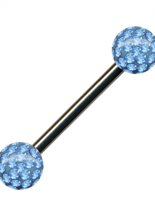 Barbell Straight Piercing Plug  Surigical Steel Epoxy Light Blue Dumbbell Silver