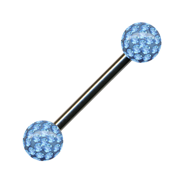 Stecker Gerade Barbell Chirurgenstahl Epoxy Hellblau Blau Hantel Silber