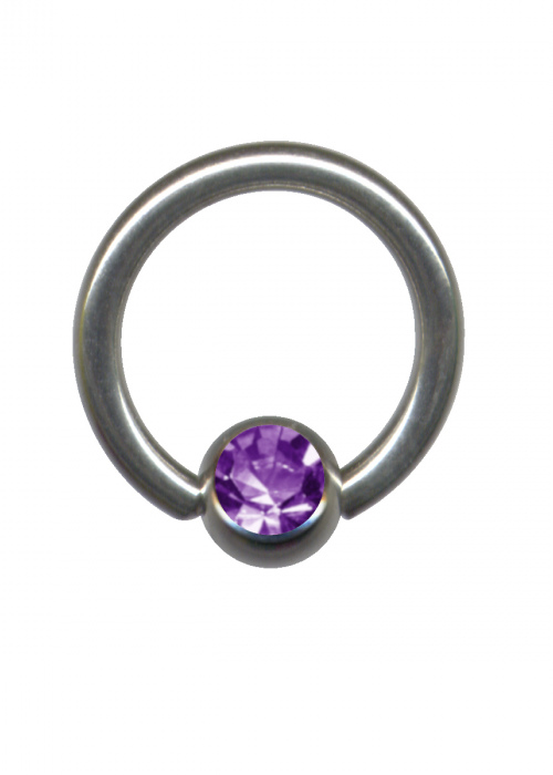 Clamp Ball Ring BCR Surgical Steel Silver Crystal Purple Lilac