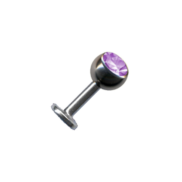 Labret Chirurgenstahl Silber Zirkonia Kristall Lavendel Flieder