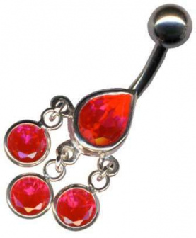 Bananabell Tropfen Jugendstil Art Nouveau Silber 925 Titan Kristall Rot 