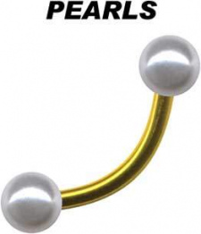 Banane Chirurgenstahl Gold Curved Barbell Perlen
