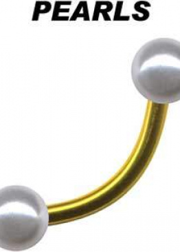 Banana Surgical Steel Gold Curved Barbell Pearls