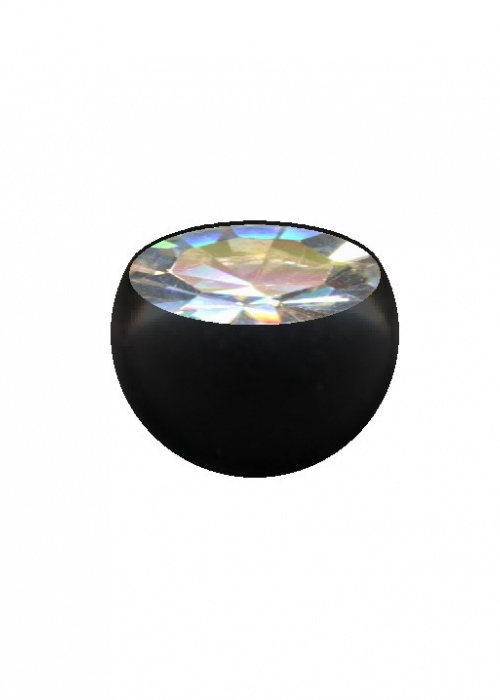 Ball Surgical Steel Black Crystal White Clear with Thread