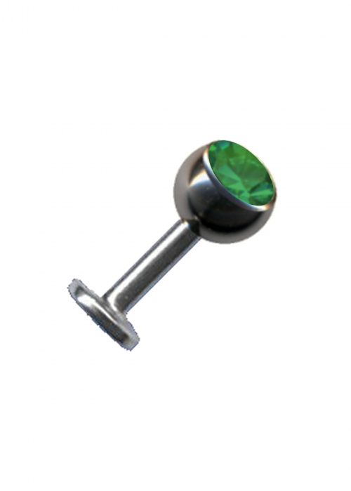 Labret Stud Titanium Silver Crystal Dark Green