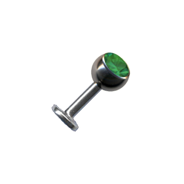 Labret Chirurgenstahl Silber Zirkonia Kristall Dunkelblau Dunkelgrün Grün