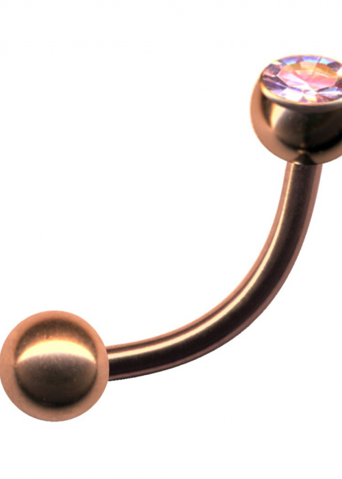 Banana Surgical Steel Rose Gold Curved Barbell Crystal Aurora Borealis