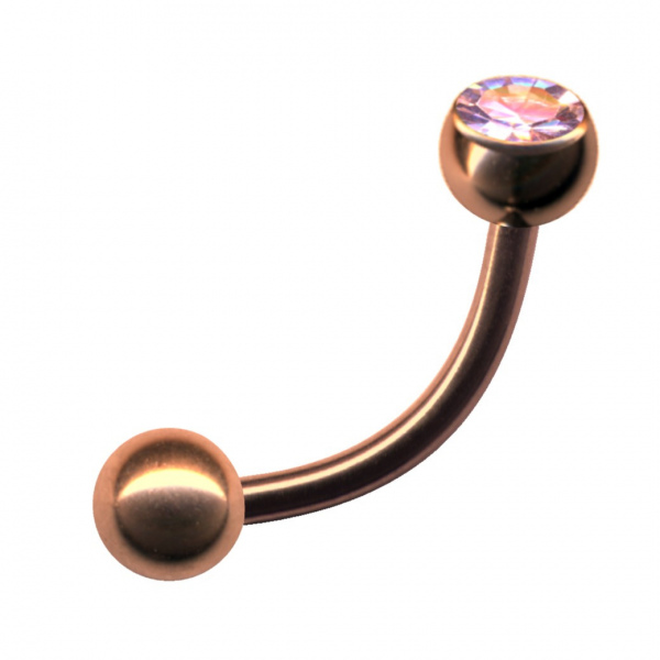 Banane Chirurgenstahl Roségold Curved Barbell Kristall Aurora Borealis