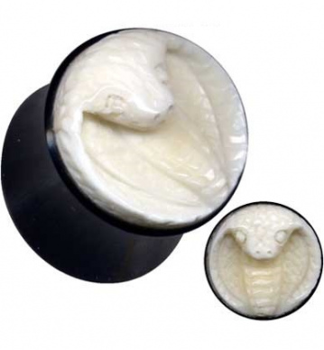 Plug Horn Knochen 3D Cobra Schlange Schwarz Weiß