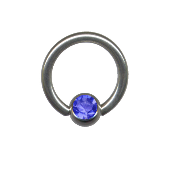Klemmkugelring BCR Chirurgenstahl Silber Kristall Dunkelblau Blau