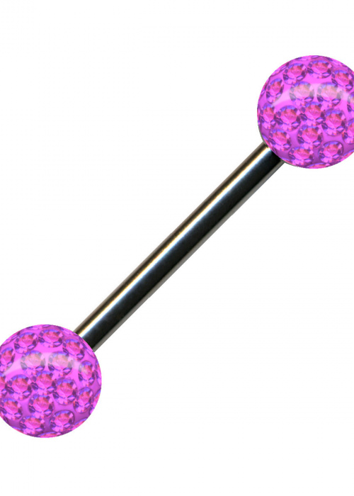 Barbell Straight Piercing Plug  Surigical Steel Epoxy Pink Rose Dumbbell Silver
