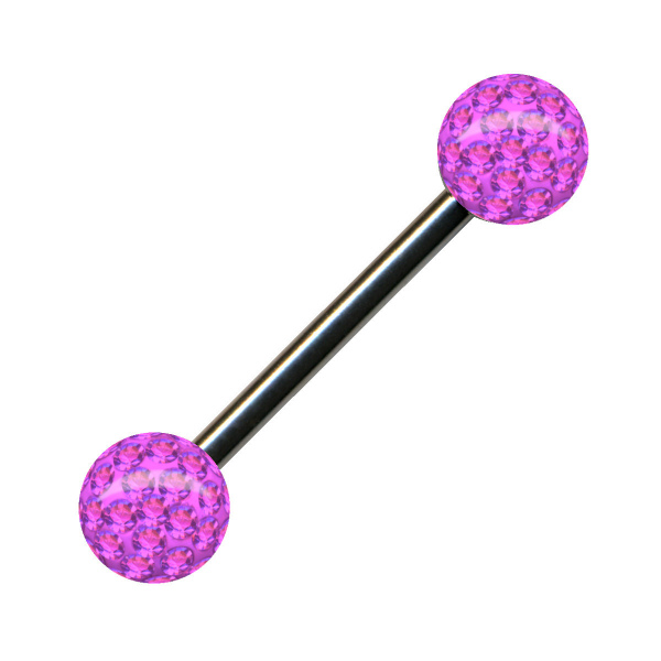 Stecker Gerade Barbell Chirurgenstahl Epoxy Pink Rosa Hantel Silber