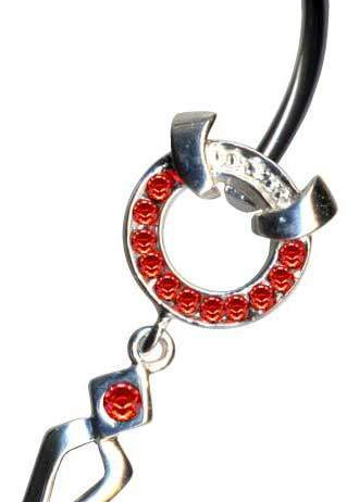 Bananabell Kreis Jugendstil Art Nouveau Teufel  Anhänger Silber 925 Chirurgenstahl Kristall Rot Weiss Klar