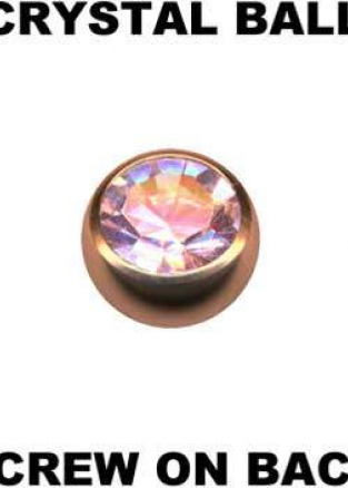 Ball Surgical Steel Yellow Rose Gold Crystal Aurora Borealis with Thread