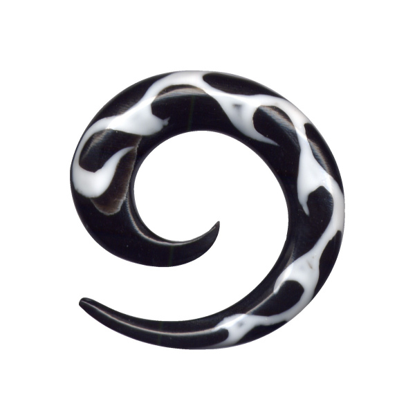 Dehnungsspirale Horn Schwarz Weiss Flamme 6mm