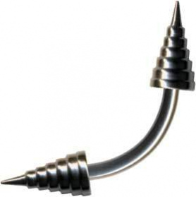 Banane Chirurgenstahl Silber Curved Barbell Spitzen Geriffelt