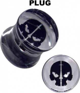 Plug Acryl Klar Transparent Schädel Totenkopf 12mm