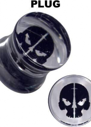Plug Acrylic Clear Transparent Pirate Skeleton Skull 12mm