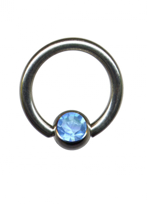 Clamp Ball Ring BCR Titanium Silver Crystal Light Blue