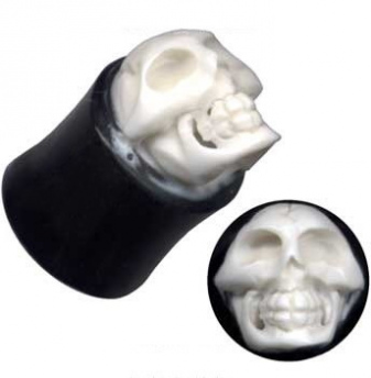 Plug Horn Knochen 3D Totenkopf Schädel Schwarz Weiß