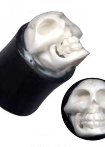 Plug Horn Bone 3D Skull Pirate Dark Black White (1)