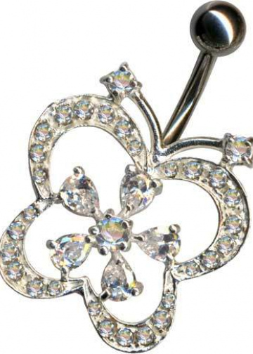 Bananabell Schmetterling Butterfly Blüte Stern Silber 925 Chirurgenstahl Kristall Weiss Klarr