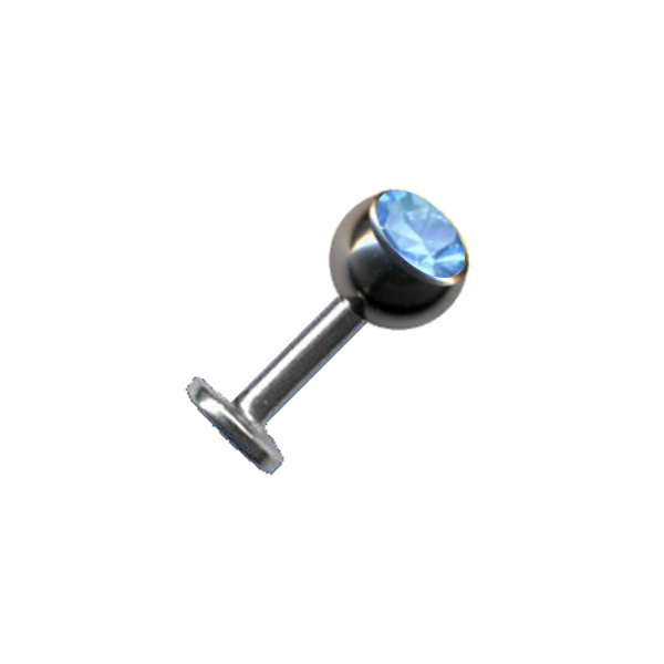 Labret Chirurgenstahl Silber Zirkonia Kristall Hellblau Blau