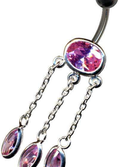 Bananabell Tropfen Jugendstil Art Nouveau Silber 925 Titan Kristall Rosa Pink