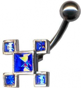 Bananabell Quadrat Eckig Silber 925 Titan Kristall Blau
